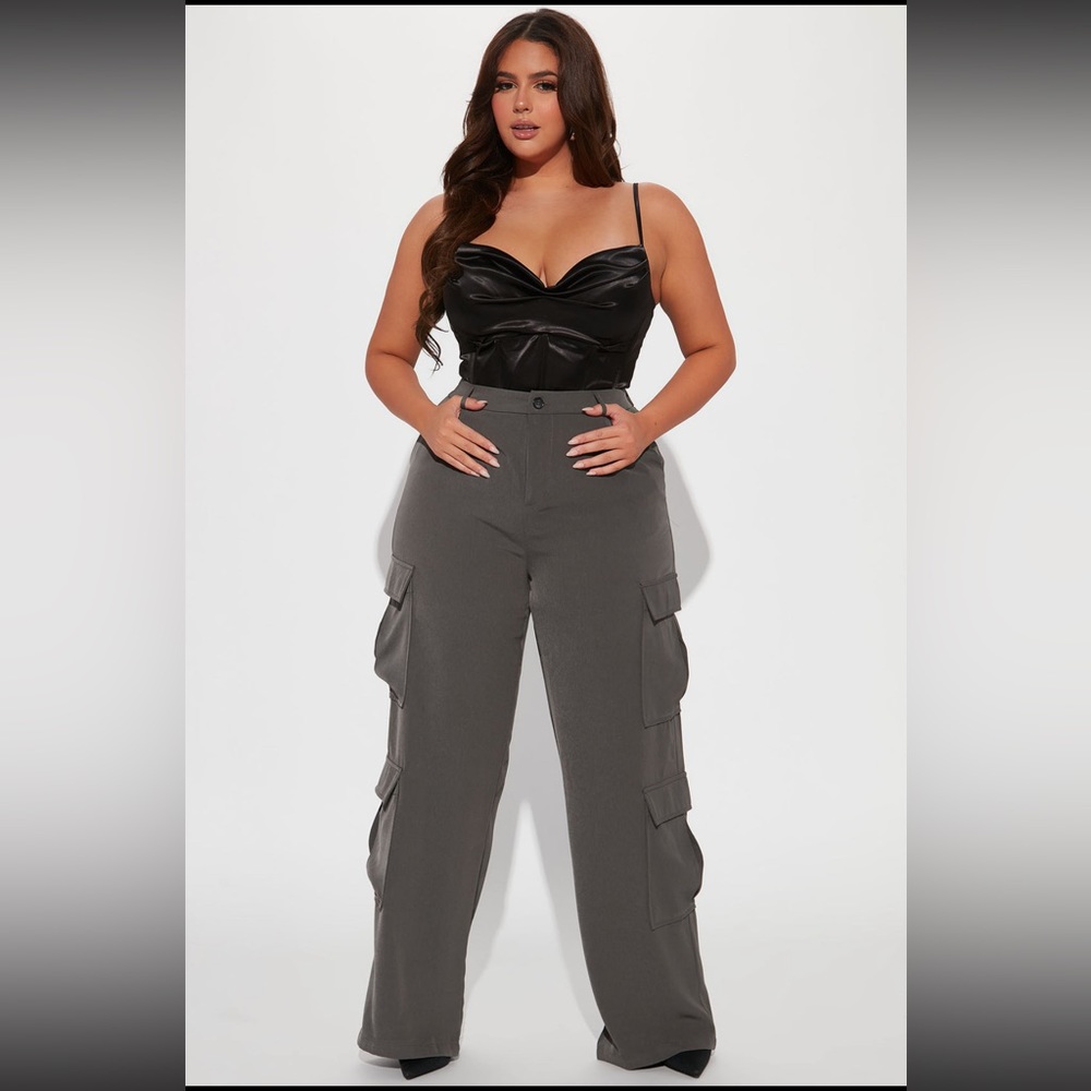 Dawson wide, leg cargo trousers - Charcoal
